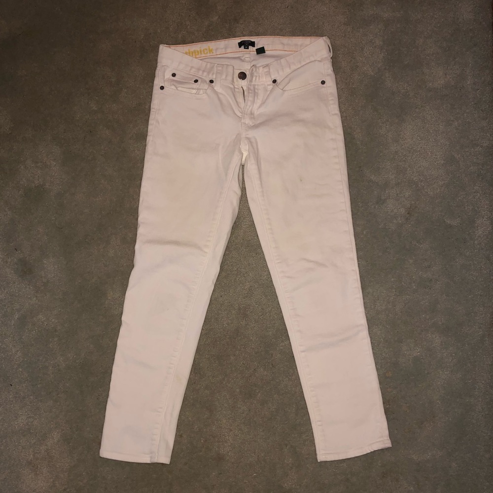 J CREW WHITE TOOTHPICK SKINNY CROPPED JEANS 28